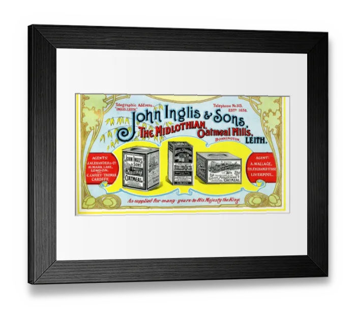 Framed Print : Advert, John Inglis & Sons, Leith, Scotland Framed Print : Advert, John Inglis & Sons, Leith, Scotland