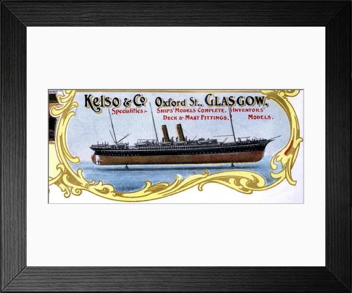 Framed Print : Advert, Kelso & Co, Ships Models, Glasgow, Scotland
