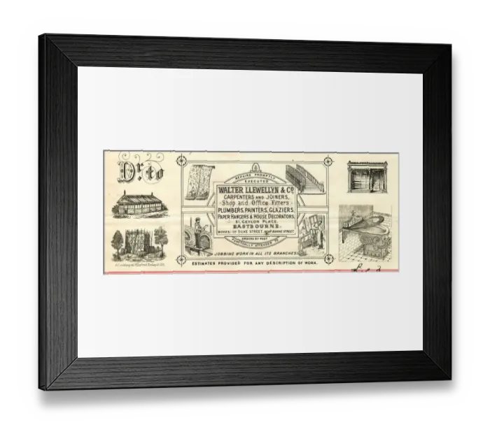 Framed Print : Stationery, Walter Llewellyn & Co, Eastbourne, Sussex Framed Print : Stationery, Walter Llewellyn & Co, Eastbourne, Sussex