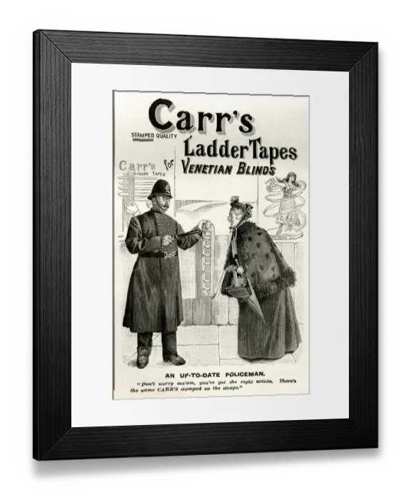 Framed Print : Advert, Carrs Ladder Tapes for Venetian Blinds Framed Print : Advert, Carrs Ladder Tapes for Venetian Blinds