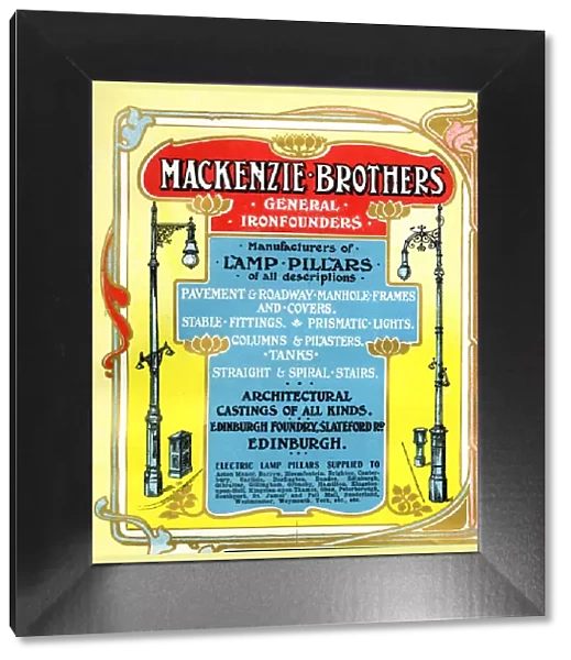Advert, Mackenzie Brothers, Ironfounders, Edinburgh, Scotlan