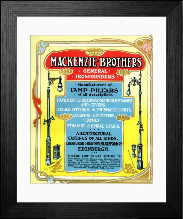 Framed Print : Advert, Mackenzie Brothers, Ironfounders, Edinburgh, Scotlan Framed Print : Advert, Mackenzie Brothers, Ironfounders, Edinburgh, Scotlan