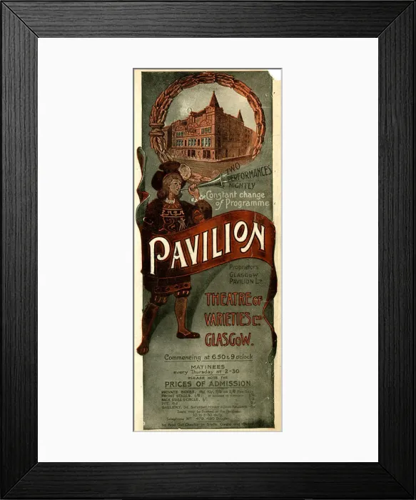 Framed Print : Programme cover, Pavilion Theatre of Varieties, Glasgow Framed Print : Programme cover, Pavilion Theatre of Varieties, Glasgow