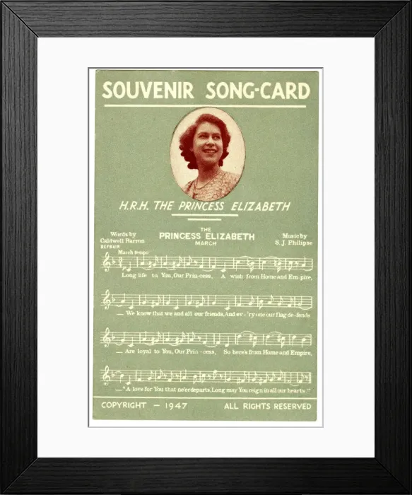 Framed Print : Souvenir Song Card, Princess Elizabeth (Queen Elizabeth II) Framed Print : Souvenir Song Card, Princess Elizabeth (Queen Elizabeth II)