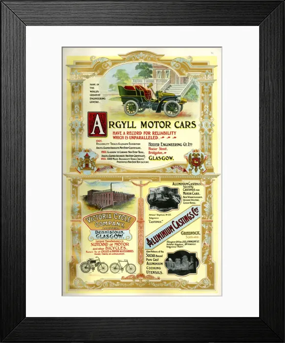 Framed Print : Adverts, three Scottish businesses