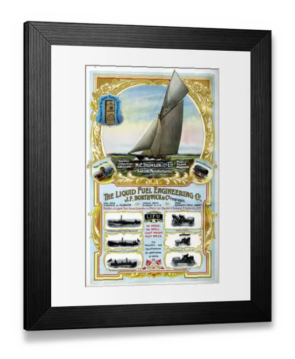 Framed Print : Adverts, M C Thomson & Co, Liquid Fuel Engineering Co Framed Print : Adverts, M C Thomson & Co, Liquid Fuel Engineering Co