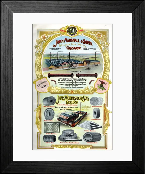 Framed Print : Adverts, John Marshall & Sons, James Wotherspoon & Sons Framed Print : Adverts, John Marshall & Sons, James Wotherspoon & Sons