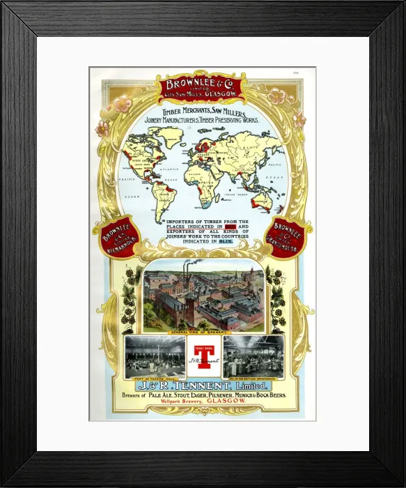 Framed Print : Adverts, Brownlee & Co, J & R Tennent Limited, Scotland Framed Print : Adverts, Brownlee & Co, J & R Tennent Limited, Scotland