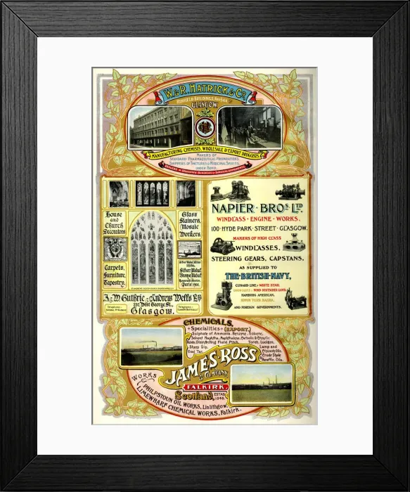 Framed Print : Adverts, four Scottish businesses Framed Print : Adverts, four Scottish businesses