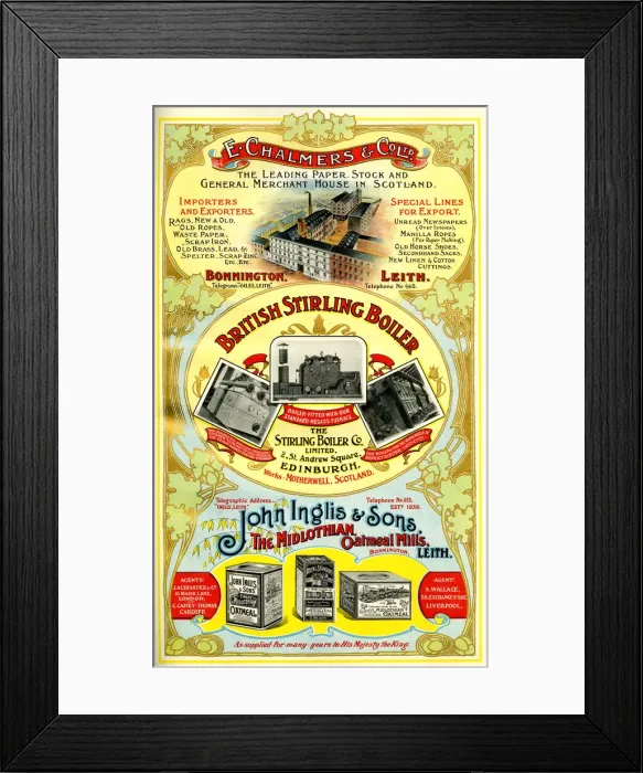 Framed Print : Adverts, three Scottish businesses Framed Print : Adverts, three Scottish businesses