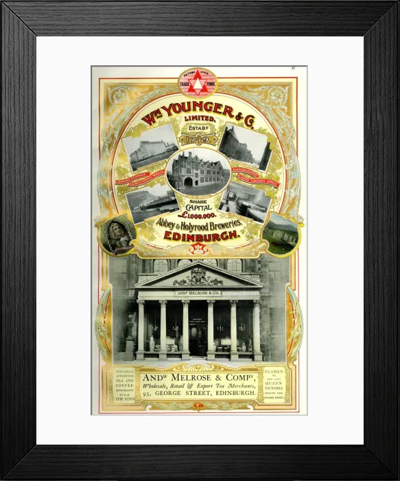 Framed Print : Adverts, William Younger & Co, Andrew Melrose & Company Framed Print : Adverts, William Younger & Co, Andrew Melrose & Company