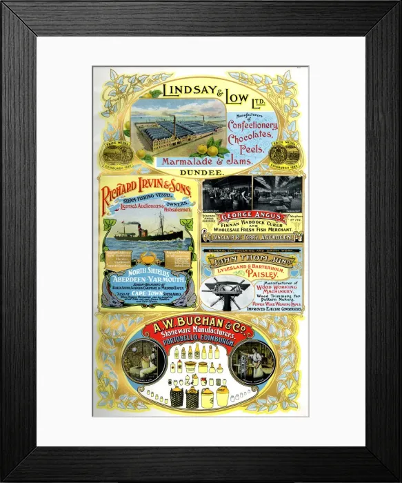 Framed Print : Adverts, five Scottish businesses Framed Print : Adverts, five Scottish businesses