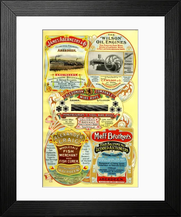 Framed Print : Adverts, five Scottish businesses Framed Print : Adverts, five Scottish businesses