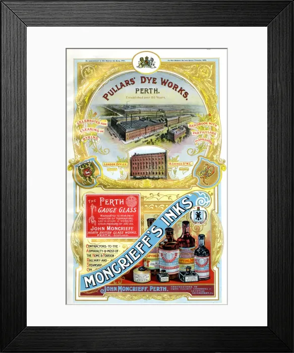 Framed Print : Adverts, Pullars Dye Works, Moncrieffs Inks Framed Print : Adverts, Pullars Dye Works, Moncrieffs Inks