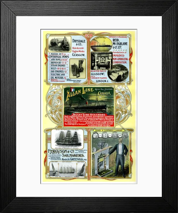 Framed Print : Adverts, five Scottish businesses Framed Print : Adverts, five Scottish businesses