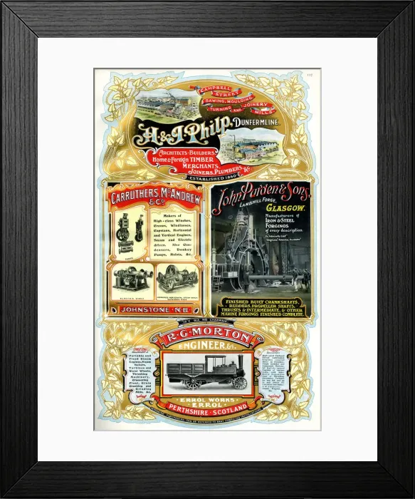 Framed Print : Adverts, four Scottish businesses