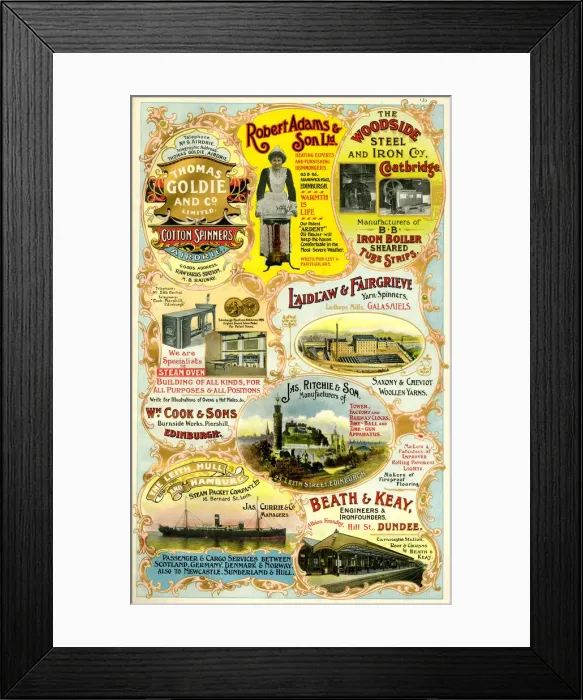 Framed Print : Adverts, eight Scottish businesses Framed Print : Adverts, eight Scottish businesses