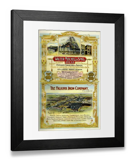 Framed Print : Adverts, Walter Mitchell & Sons, The Falkirk Iron Company