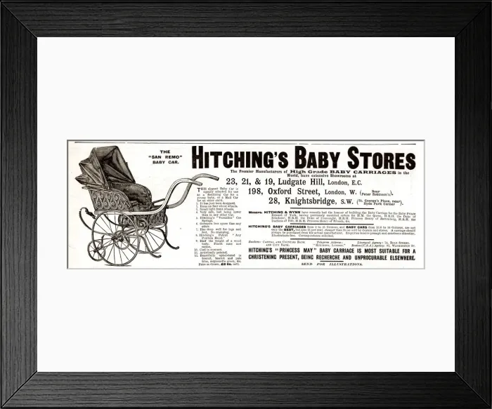 Framed Print : Advert, Hitchings Baby Stores, Ludgate Hill, London Framed Print : Advert, Hitchings Baby Stores, Ludgate Hill, London