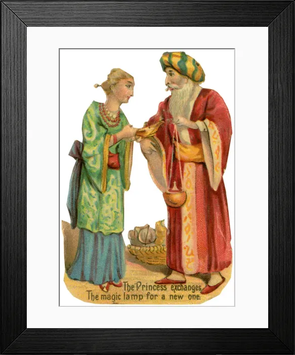 Framed Print : Victorian scrap, scene from Aladdin Framed Print : Victorian scrap, scene from Aladdin