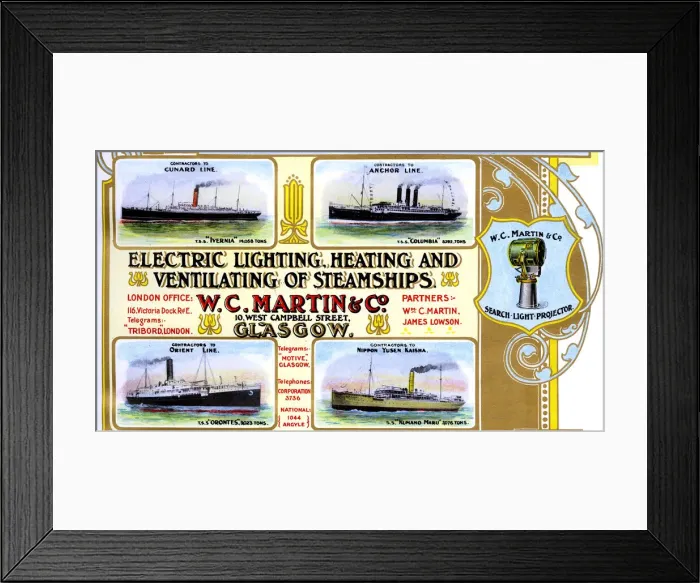 Framed Print : Advert, W C Martin & Co, Lighting, Heating and Ventilation Framed Print : Advert, W C Martin & Co, Lighting, Heating and Ventilation