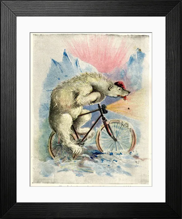 Framed Print : Zoo Animals Up To Date on Cycles - Polar Bear on Bicycle Framed Print : Zoo Animals Up To Date on Cycles - Polar Bear on Bicycle