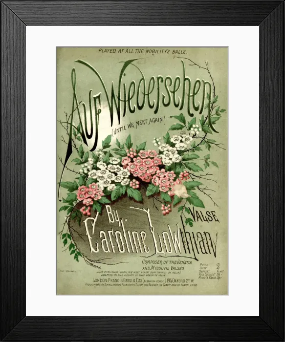 Framed Print : Music cover, Auf Wiedersehen, by Caroline Lowthian Framed Print : Music cover, Auf Wiedersehen, by Caroline Lowthian