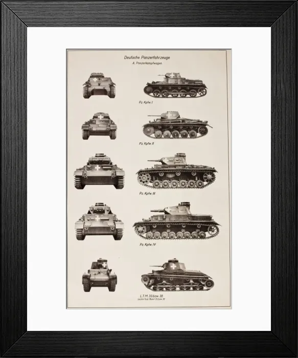 Framed Print : Poster, German Armoured Vehicles, WW2 Framed Print : Poster, German Armoured Vehicles, WW2