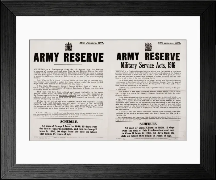 Framed Print : Poster, Army Reserve, Military Service Acts, 1916, WW1 Framed Print : Poster, Army Reserve, Military Service Acts, 1916, WW1