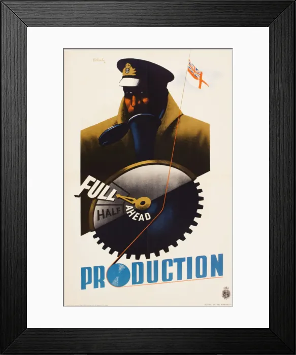 Framed Print : Poster, Full Ahead Production, WW2 Framed Print : Poster, Full Ahead Production, WW2