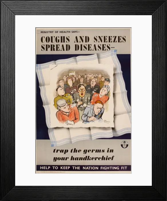 Framed Print : Poster, Coughs and Sneezes Spread Diseases, WW2 Framed Print : Poster, Coughs and Sneezes Spread Diseases, WW2