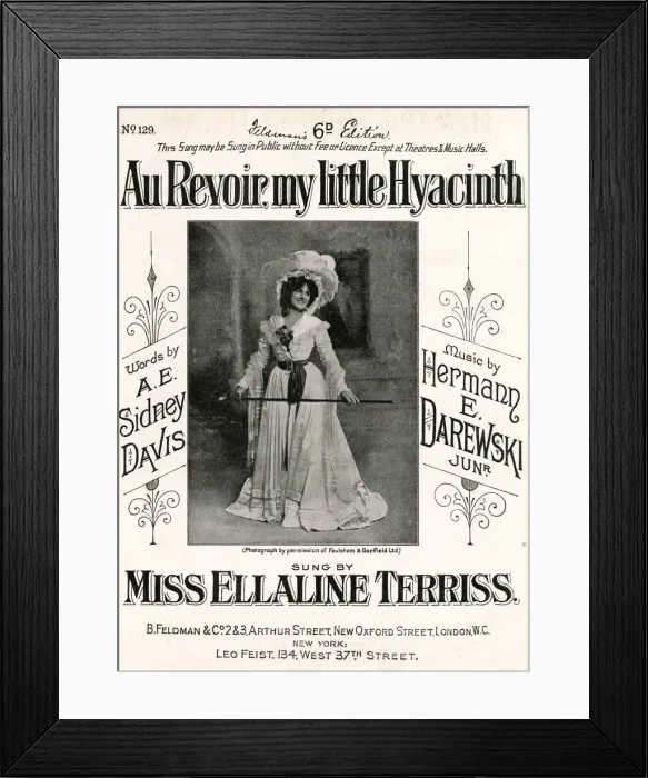 Framed Print : Music cover, Au Revoir, my little Hyacinth Framed Print : Music cover, Au Revoir, my little Hyacinth