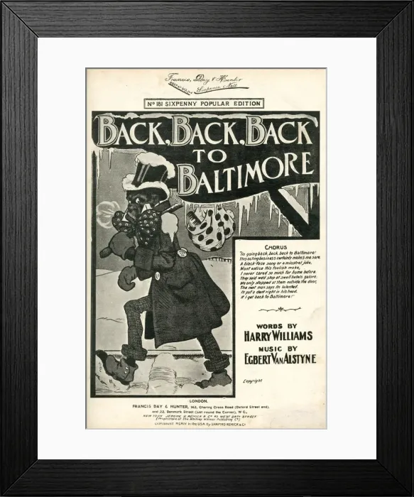 Framed Print : Music cover, Back, Back, Back to Baltimore Framed Print : Music cover, Back, Back, Back to Baltimore