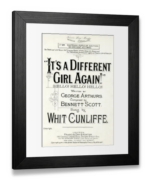 Framed Print : Music cover, Its a Different Girl Again Framed Print : Music cover, Its a Different Girl Again