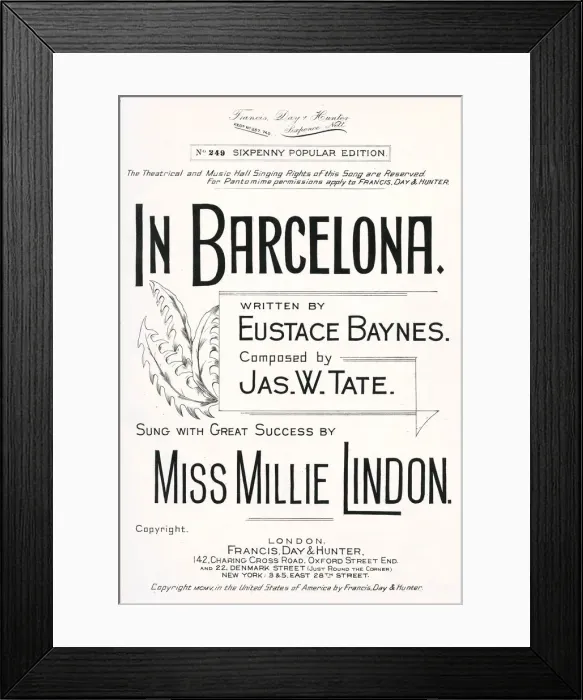 Framed Print : Music cover, In Barcelona Framed Print : Music cover, In Barcelona