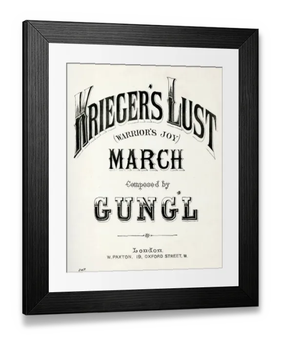 Framed Print : Music cover, Kriegers Lust, March Framed Print : Music cover, Kriegers Lust, March