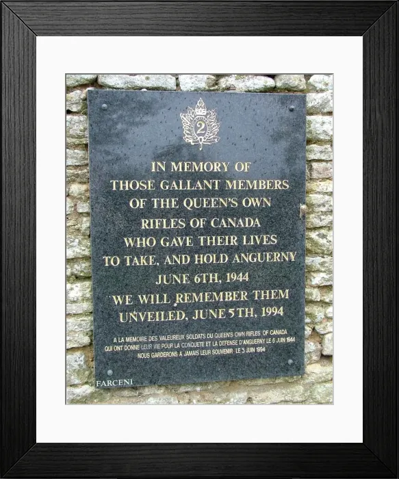 Framed Print : Queens Own Rifles of Canada Memorial Anguerny Framed Print : Queens Own Rifles of Canada Memorial Anguerny
