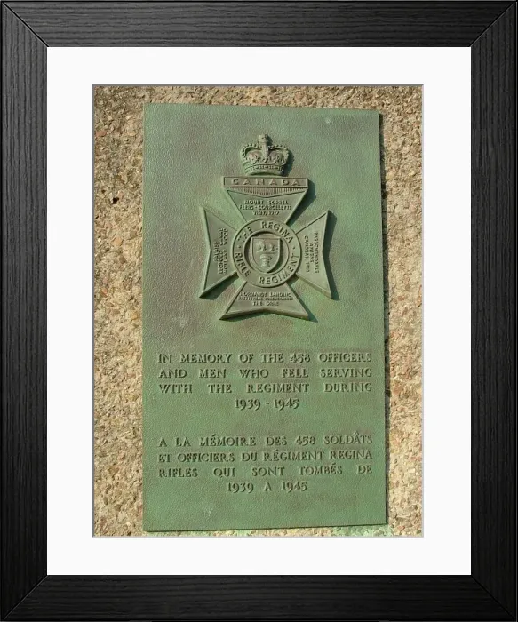 Framed Print : Regina Rifle Regiment Plaque Juno Beach exit