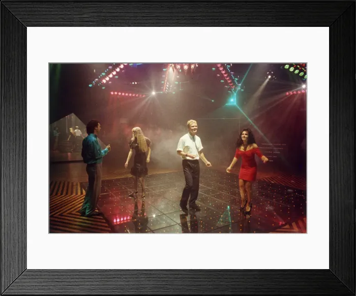Framed Print : Two Couples at a disco, Cornwall Framed Print : Two Couples at a disco, Cornwall