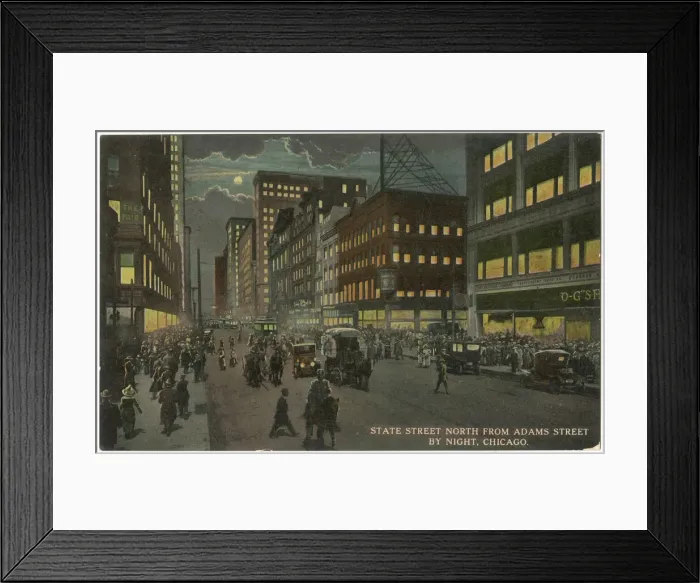 Framed Print : Night view of State Street, Chicago, USA Framed Print : Night view of State Street, Chicago, USA