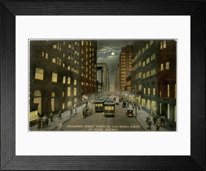Framed Print : Night view of Dearborn Street, Chicago, USA Framed Print : Night view of Dearborn Street, Chicago, USA