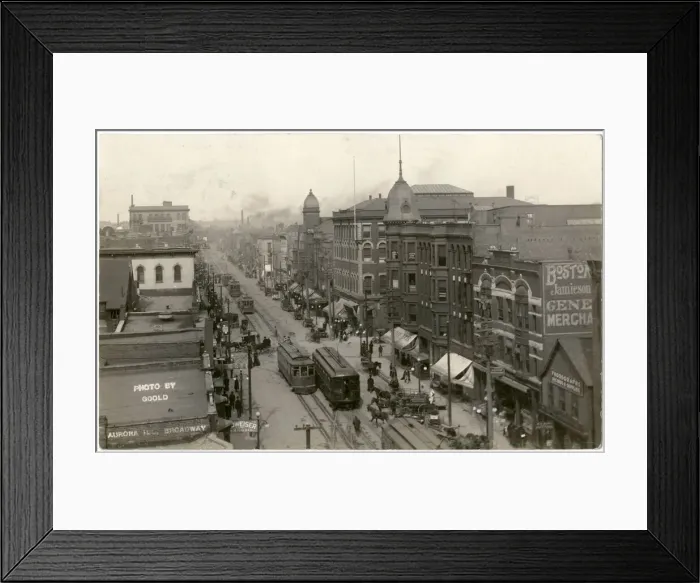Framed Print : Aerial view of Broadway, Aurora, Illinois, USA Framed Print : Aerial view of Broadway, Aurora, Illinois, USA