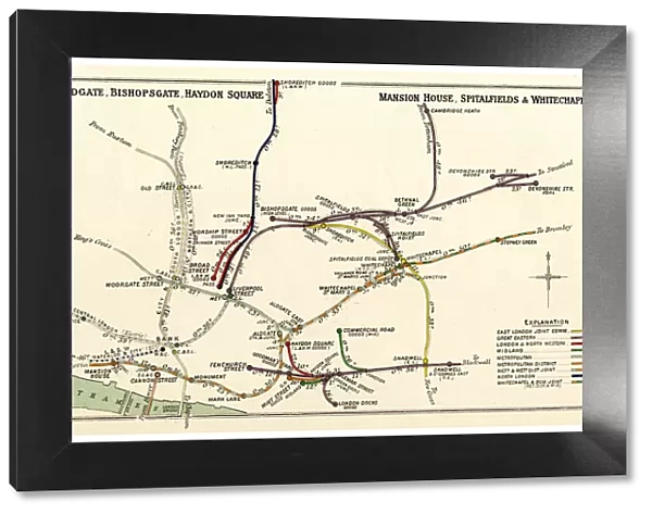 Railway map, Aldgate, Bishopsgate, Haydon Square, London