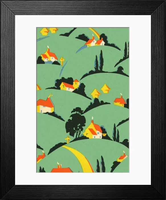 Framed Print : 1930s countryside pattern Framed Print : 1930s countryside pattern