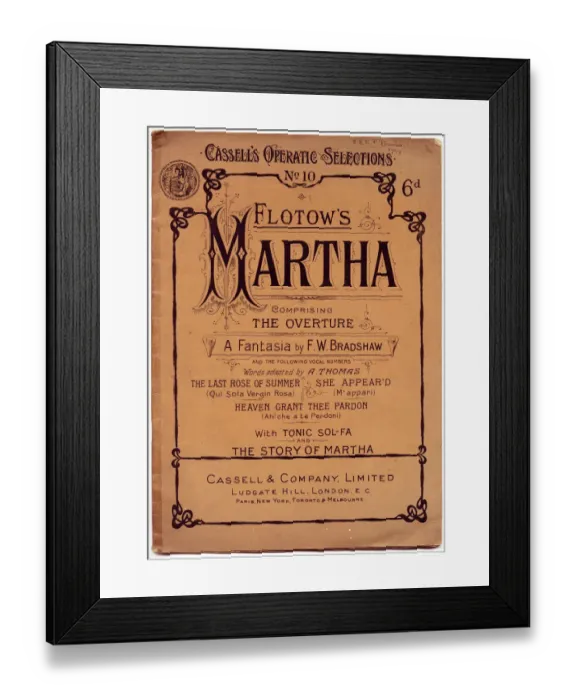 Framed Print : Music cover, Flotows Martha, Cassells Operatic Selections Framed Print : Music cover, Flotows Martha, Cassells Operatic Selections