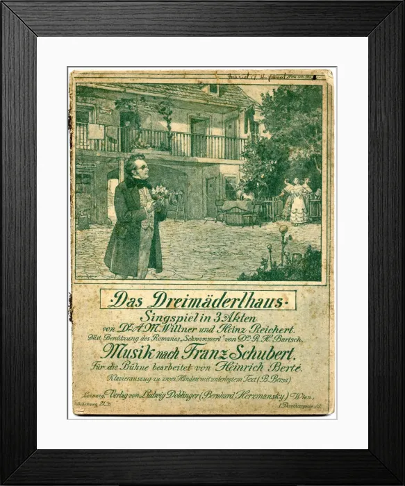 Framed Print : Music cover, Das Dreimaderlhaus, by Franz Schubert Framed Print : Music cover, Das Dreimaderlhaus, by Franz Schubert