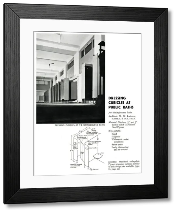 Framed Print : Dressing cubicles at public baths, Sittingbourne, Kent Framed Print : Dressing cubicles at public baths, Sittingbourne, Kent
