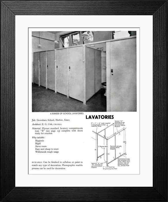 Framed Print : Lavatories at Downham School, Harlow, Essex Framed Print : Lavatories at Downham School, Harlow, Essex