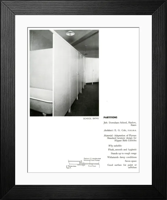 Framed Print : Bath partitions at Downham School, Harlow, Essex Framed Print : Bath partitions at Downham School, Harlow, Essex