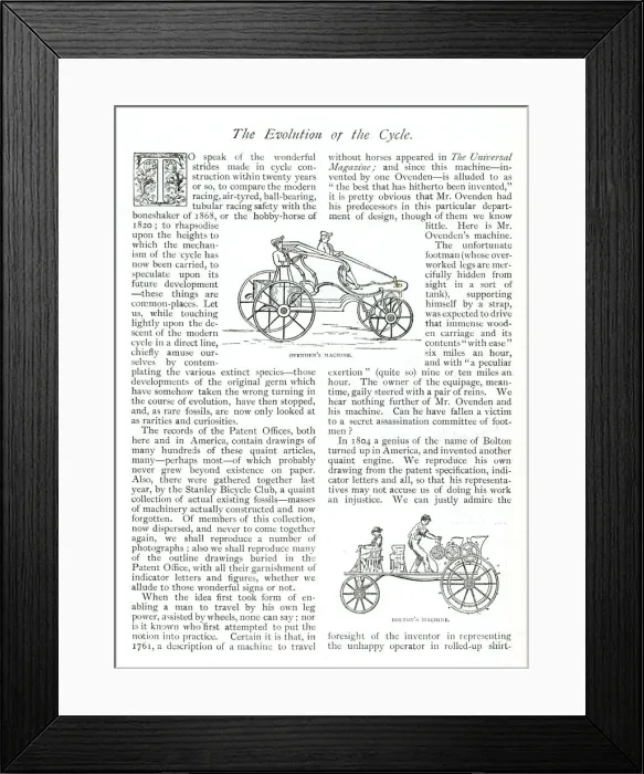 Framed Print : The Evolution of the Cycle -- Ovenden and Bolton Framed Print : The Evolution of the Cycle -- Ovenden and Bolton